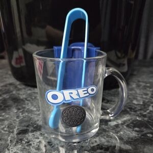 Oreo Glass Mug with Cookie Holder And Tongs